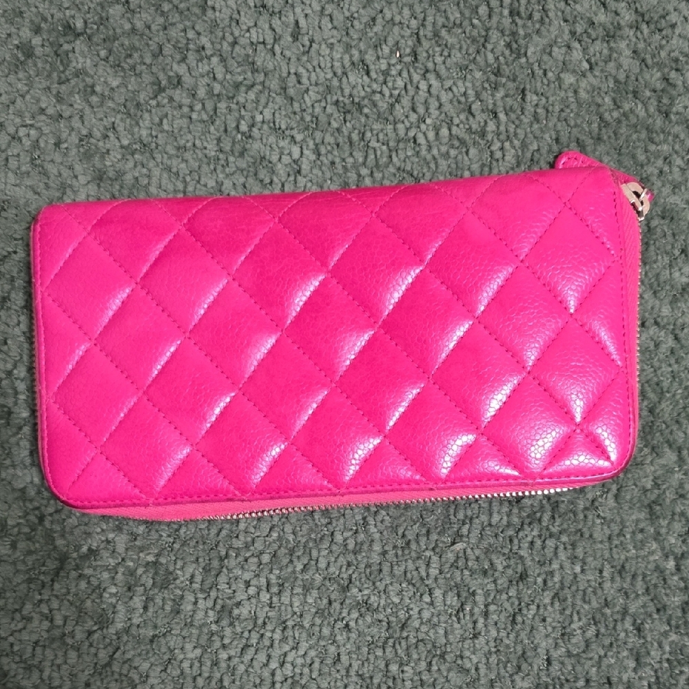 CHANEL Quilted Zip-Around Wallet - Hot Pink - Picture 2 of 6